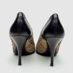 Pre Owned Burberry Check Kitten Heel Pumps Size 39