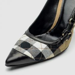 Pre Owned Burberry Check Kitten Heel Pumps Size 39