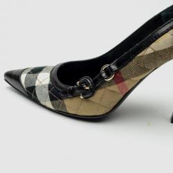 Pre Owned Burberry Check Kitten Heel Pumps Size 39