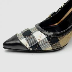 Pre Owned Burberry Check Kitten Heel Pumps Size 39
