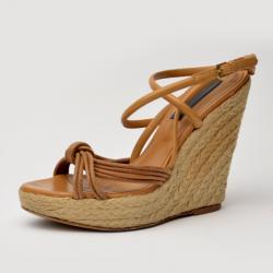 Pre Owned Burberry Brown Espadrilles Wedges Size 39
