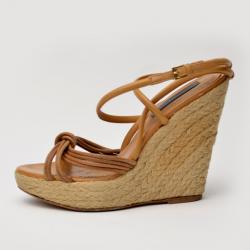 Pre Owned Burberry Brown Espadrilles Wedges Size 39