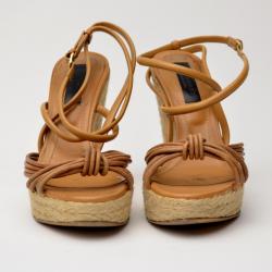 Pre Owned Burberry Brown Espadrilles Wedges Size 39