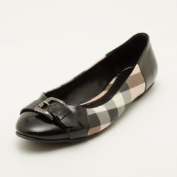 مملوكة مسبقًا Burberry Nova Check Ballerina Flats with Buckles Size 40