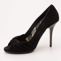 مملوكة مسبقًا Burberry Black Suede Twisted Peep Toe Pumps Size 36