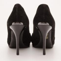 مملوكة مسبقًا Burberry Black Suede Twisted Peep Toe Pumps Size 36