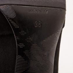 مملوكة مسبقًا Burberry Black Suede Twisted Peep Toe Pumps Size 36