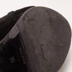 مملوكة مسبقًا Burberry Black Suede Twisted Peep Toe Pumps Size 36