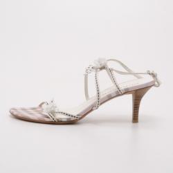 مملوكة مسبقًا Burberry Pink Check Kitten Heel Sandals Size 38