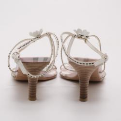 مملوكة مسبقًا Burberry Pink Check Kitten Heel Sandals Size 38