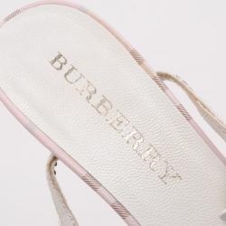 مملوكة مسبقًا Burberry Pink Check Kitten Heel Sandals Size 38