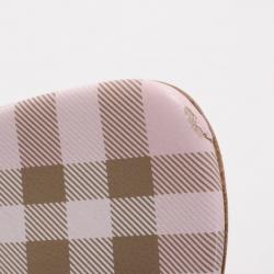 مملوكة مسبقًا Burberry Pink Check Kitten Heel Sandals Size 38
