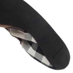 مملوكة مسبقًا Burberry Novacheck Canvas and Leather Buckle Ballet Flats Size 39