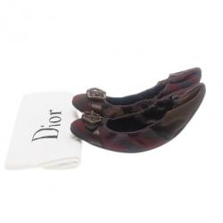 مملوكة مسبقًا Burberry Tricolor Canvas Buckle Detail Ballet Flats Size 38