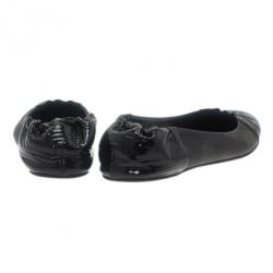 Pre Owned Burberry Smoked Novacheck Patent Cap Toe Ballet Flats Size 36.5