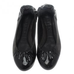 Pre Owned Burberry Smoked Novacheck Patent Cap Toe Ballet Flats Size 36.5