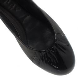 Pre Owned Burberry Smoked Novacheck Patent Cap Toe Ballet Flats Size 36.5