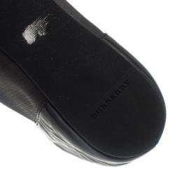 Pre Owned Burberry Smoked Novacheck Patent Cap Toe Ballet Flats Size 36.5