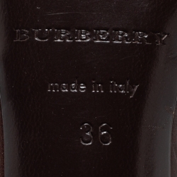 Pre Owned Burberry Brown/Beige Leather and Coated Canvas Ankle Strap Sandals Size 36