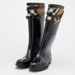 Burberry Super Nova Check Pattern Rain Boots - Neutrals Boots