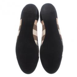 مملوكة مسبقًا Burberry Black Patent Cap Toe House Check Ballet Flats Size 39