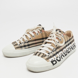 Burberry Beige/White Vintage Check Canvas and Rubber Larkhall Sneakers Size  37 Burberry | TLC