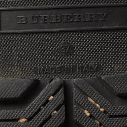 Pre Owned Burberry Black/Beige Rubber and Canvas Rain Boots Size 37