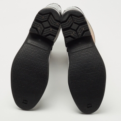 Pre Owned Burberry Black/Beige Rubber and Canvas Rain Boots Size 37