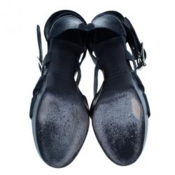 Pre Owned Burberry Prorsum Black Leather Strappy Platform Sandals Size 38