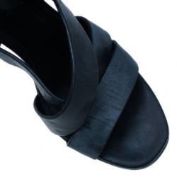 Pre Owned Burberry Prorsum Black Leather Strappy Platform Sandals Size 38