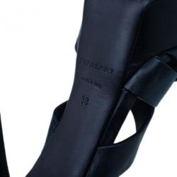 Pre Owned Burberry Prorsum Black Leather Strappy Platform Sandals Size 38
