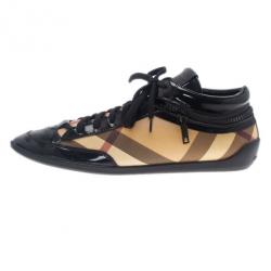 مملوكة مسبقًا Burberry Novacheck Canvas and Leather Sneakers Size 38