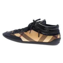 مملوكة مسبقًا Burberry Novacheck Canvas and Leather Sneakers Size 38