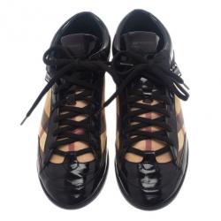 مملوكة مسبقًا Burberry Novacheck Canvas and Leather Sneakers Size 38