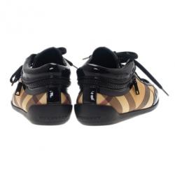 مملوكة مسبقًا Burberry Novacheck Canvas and Leather Sneakers Size 38