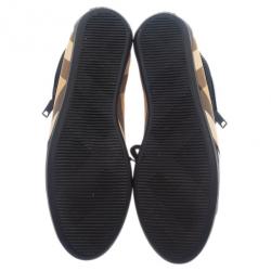 مملوكة مسبقًا Burberry Novacheck Canvas and Leather Sneakers Size 38