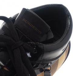 مملوكة مسبقًا Burberry Novacheck Canvas and Leather Sneakers Size 38