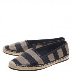 Pre Owned حذاء إسبادريل بربري هودغيسون رافيا مخططة ثنائية اللون مقاس 38.5