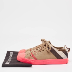 Burberry Pink/Beige Check Canvas And Rubber Low Top Sneakers Size 40