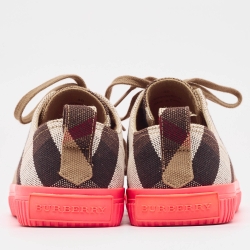 Burberry Pink/Beige Check Canvas And Rubber Low Top Sneakers Size 40