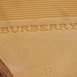 Burberry Red/Beige Patent Leather and House Check Canvas Tenbury Wedge Platform Sandals Size 37