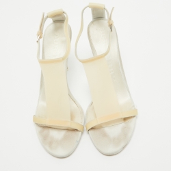 Burberry Cream PVC and Suede Ankle Strap Sandals Size 39