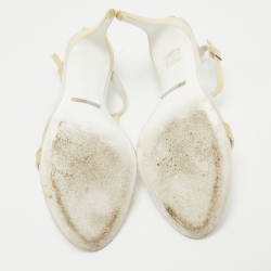 Burberry Cream PVC and Suede Ankle Strap Sandals Size 39