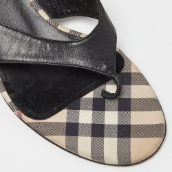 Burberry Black Leather Thong Sandals Size 37