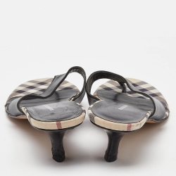Burberry Black Leather Thong Sandals Size 37