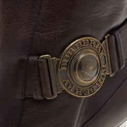 Pre Owned بوت للركبة بربري جلد بني مقدمة مدببة مقاس 37.5