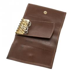 Pre Owned Burberry Brown Haymarket Check PVC 6 Key Case Holder