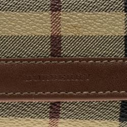 Pre Owned Burberry Brown Haymarket Check PVC 6 Key Case Holder
