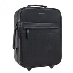 Pre Owned Burberry Black London Leather Two-Wheel Suitcase
