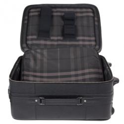 Pre Owned Burberry Black London Leather Two-Wheel Suitcase